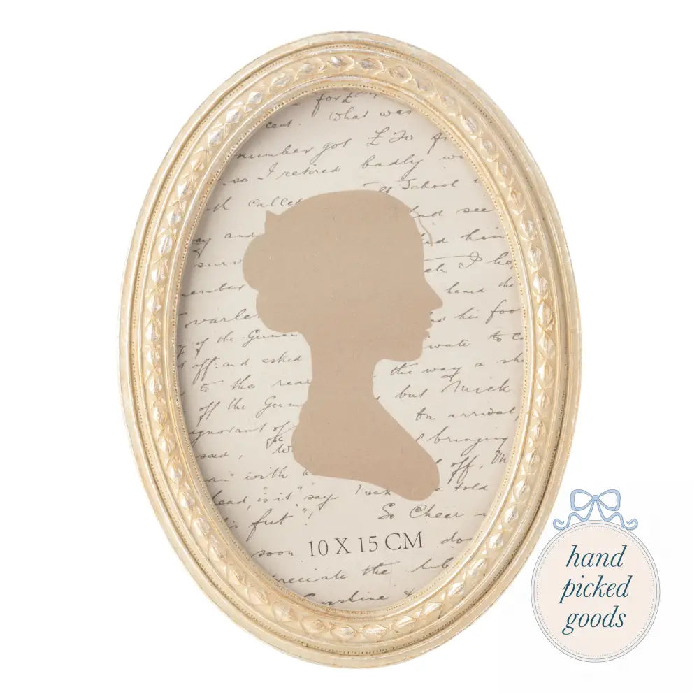 Antique Style Silver and Cream Oval Frame Decor - Frames