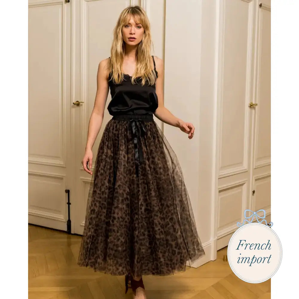 Aria Tulle Skirt Leopard Print S/M Femme - Clothing