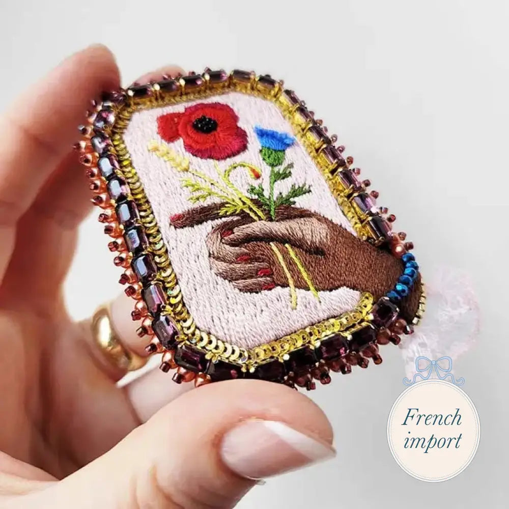 Black Hand & Poppy Brooch Jewelry - Brooches