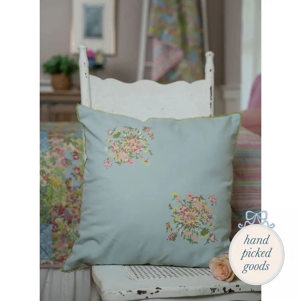 Bouquet Cushion Cover Aqua Decor - Pillows and Linens