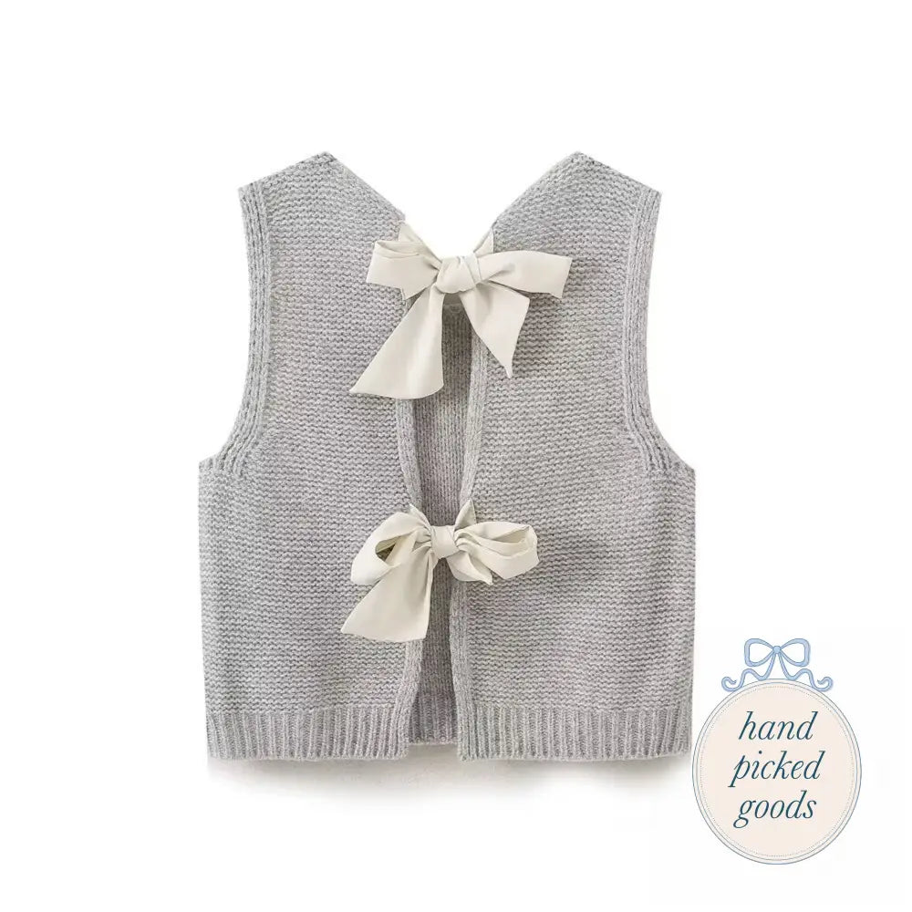 Bow Tie Fitted Sweater Vest Femme - Clothing