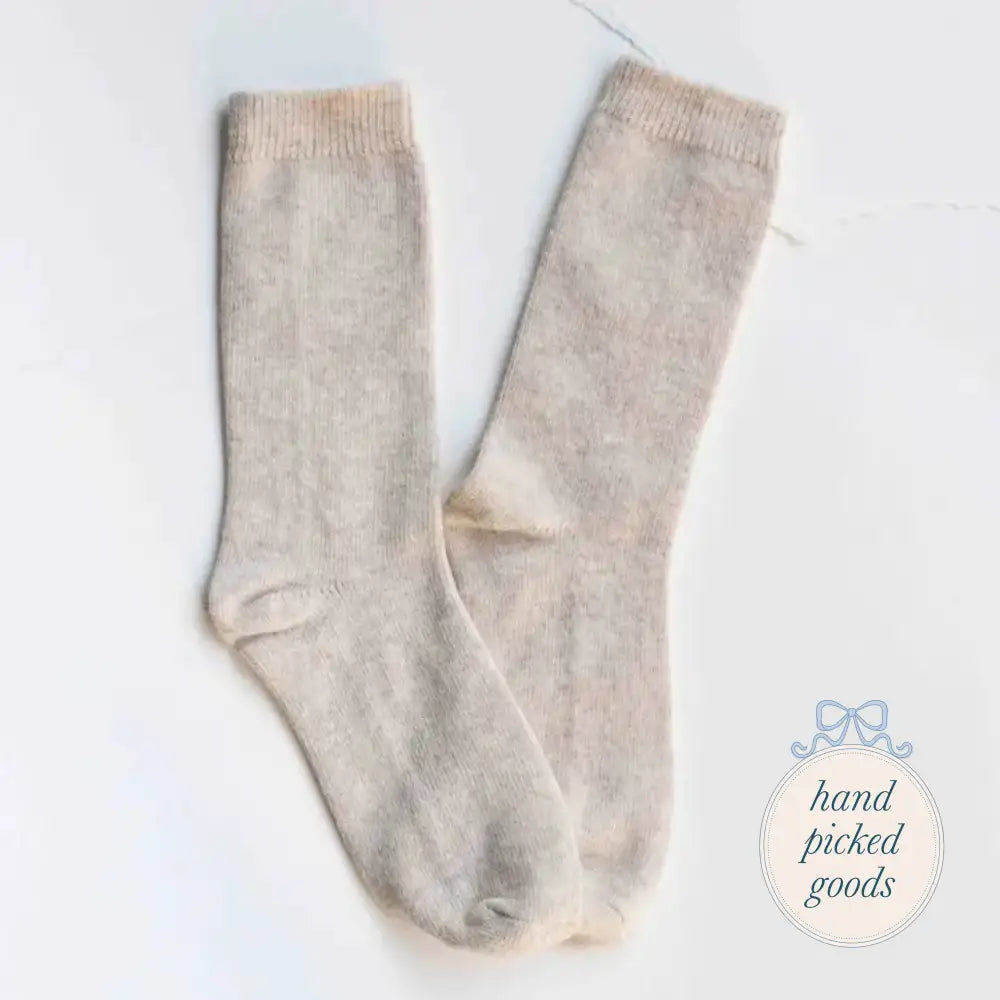 Bright Winter Wool Cashmere Blend Socks Oatmeal Femme - Accessories
