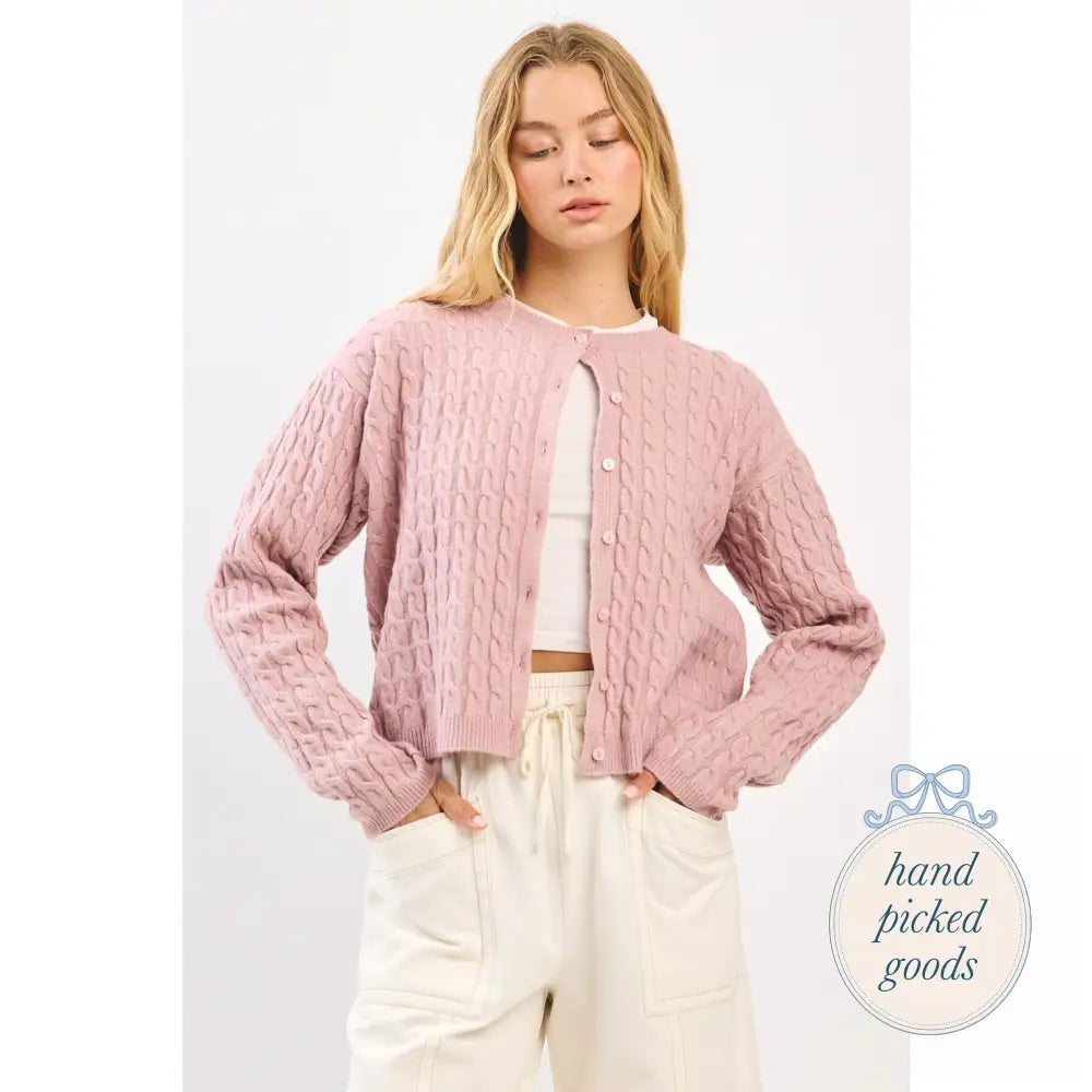 Cable Knit Cardigan Dusty Rose / S Femme - Clothing