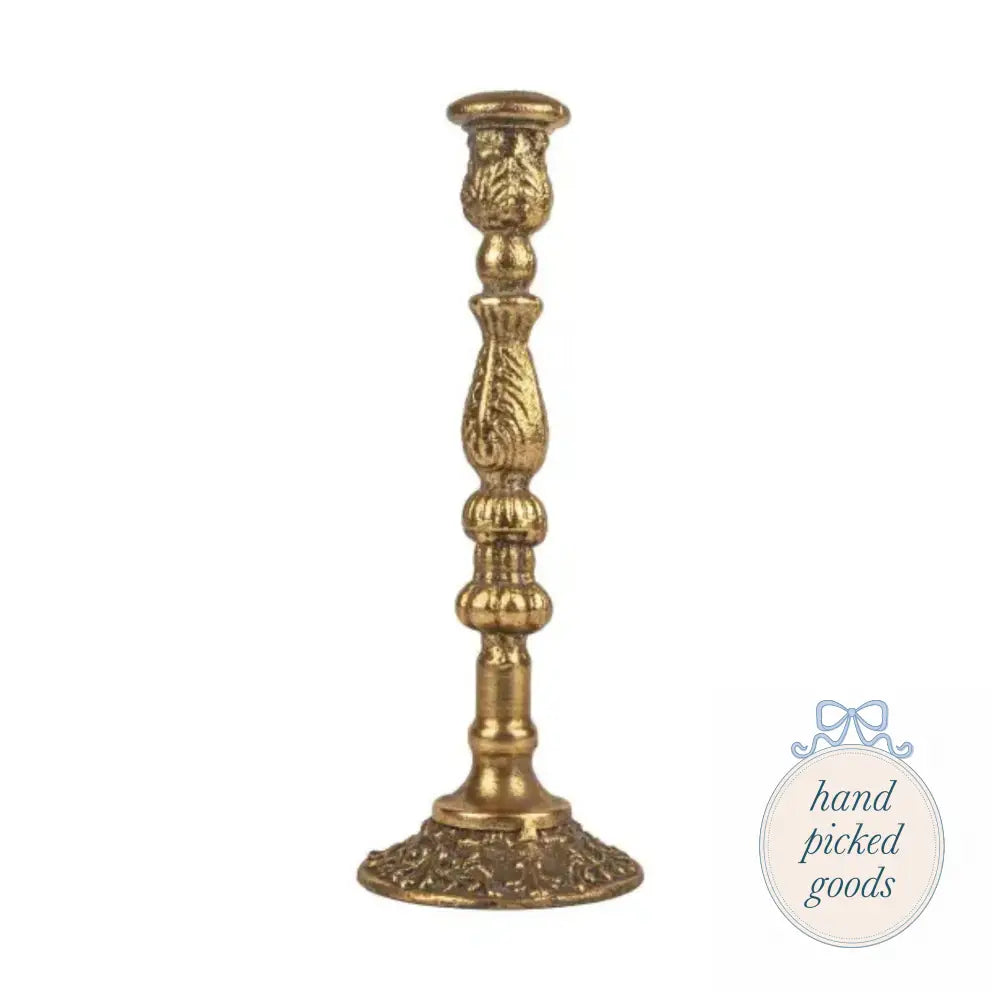 Cast Iron Taper Candle Holder Antique Gold 11 in. Decor - Candlesticks
