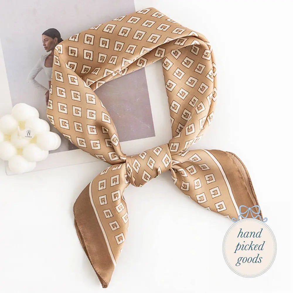 Chic Silk Square Scarf KHAKI Femme - Handkerchief