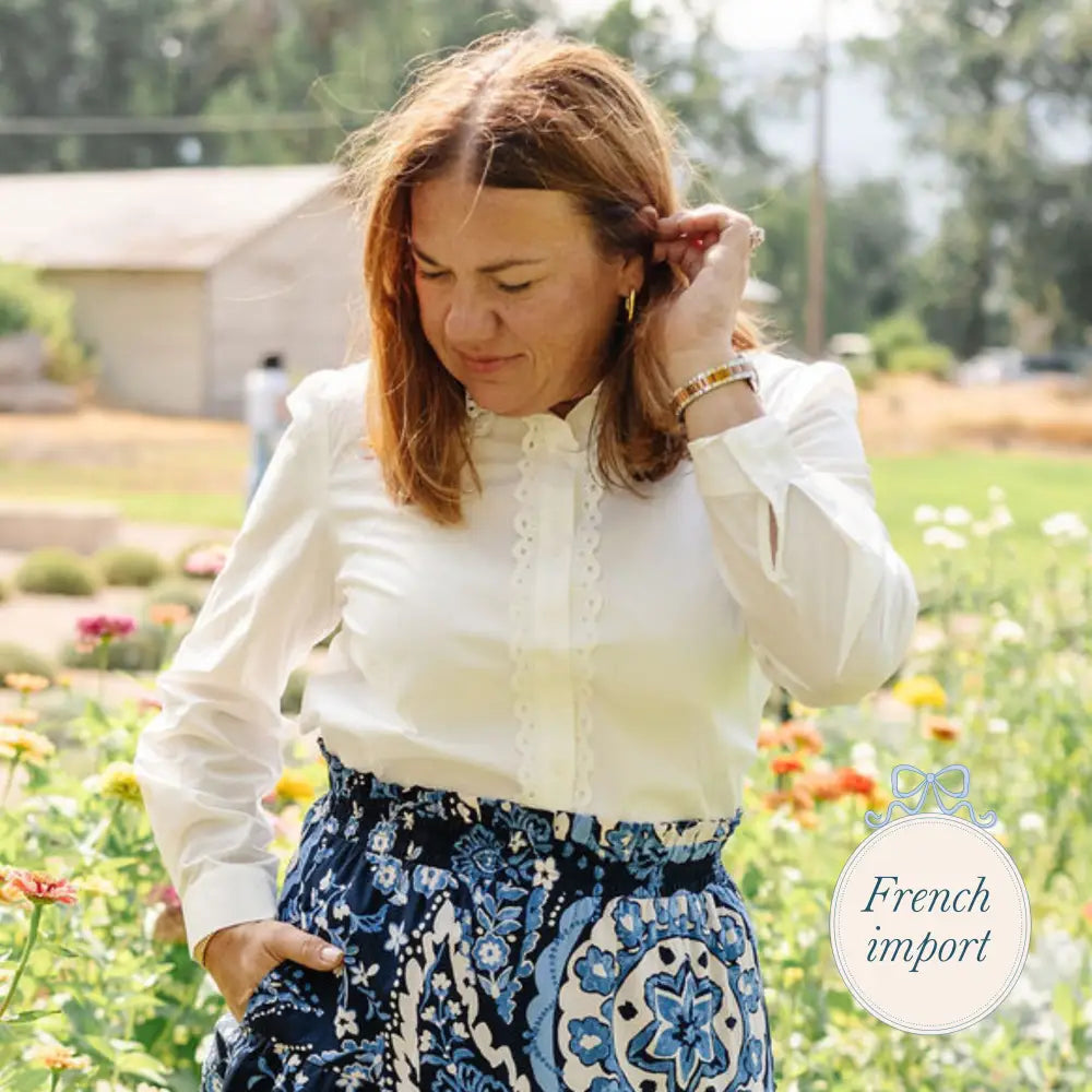 Collerette Brodée Blouse Femme - Clothing