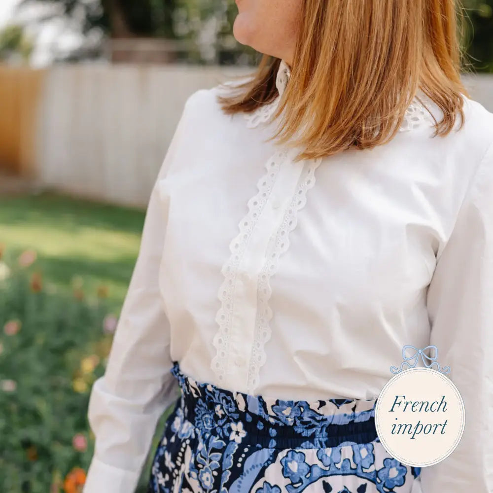 Collerette Brodée Blouse Femme - Clothing