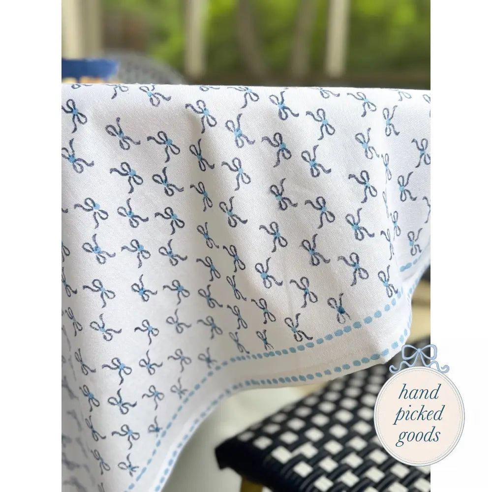 Cottage Table Cloth Navy Bows
