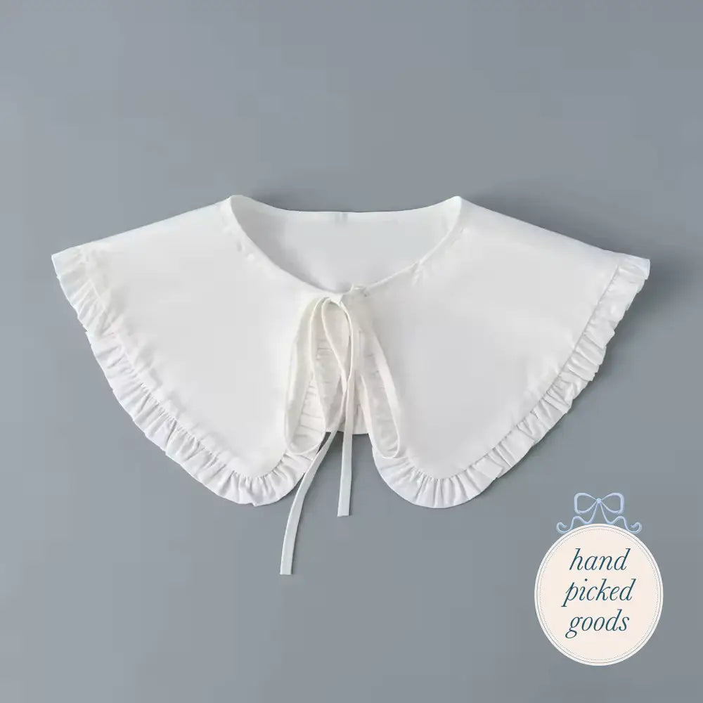 Decorative Collar with Ruffle and Tie White Femme - Accessories