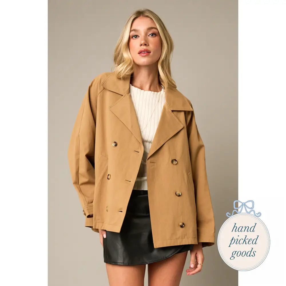 Double Breasted Relaxed Trench Coat Camel / S Femme - Clothing
