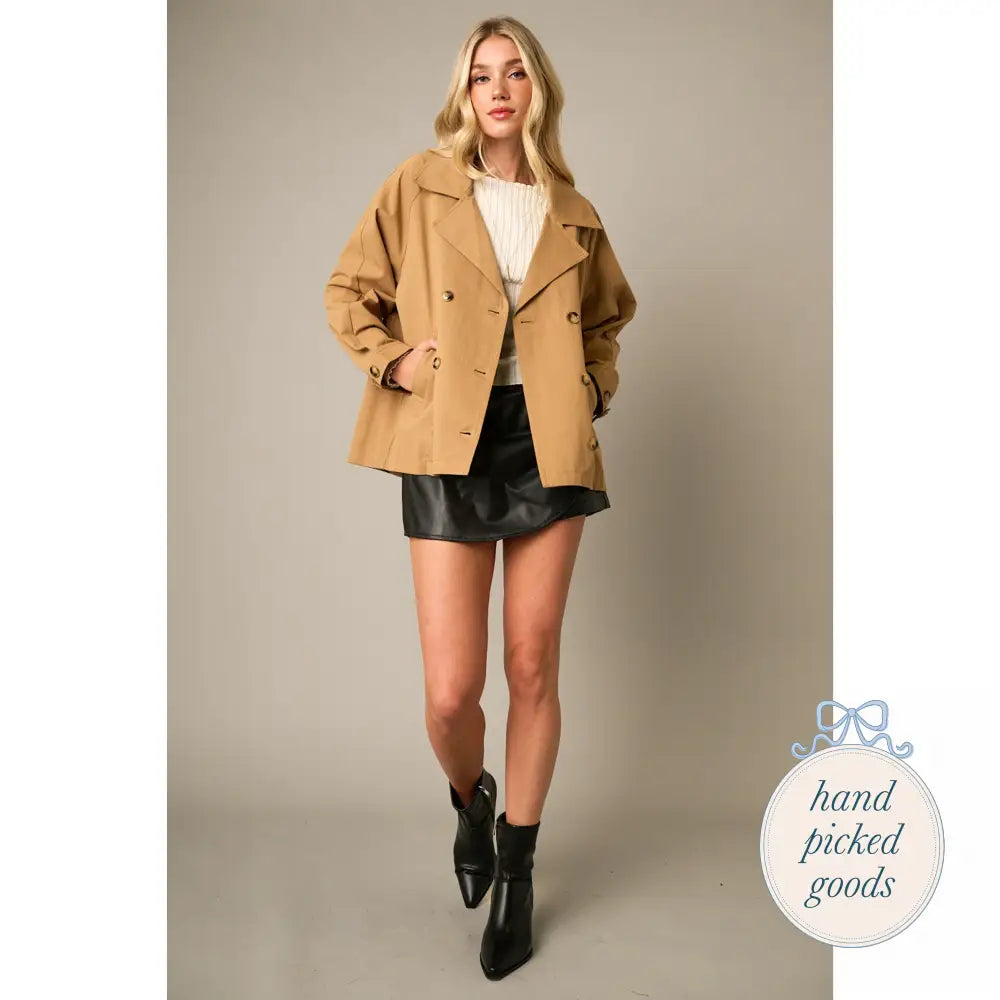 Double Breasted Relaxed Trench Coat Femme - Clothing
