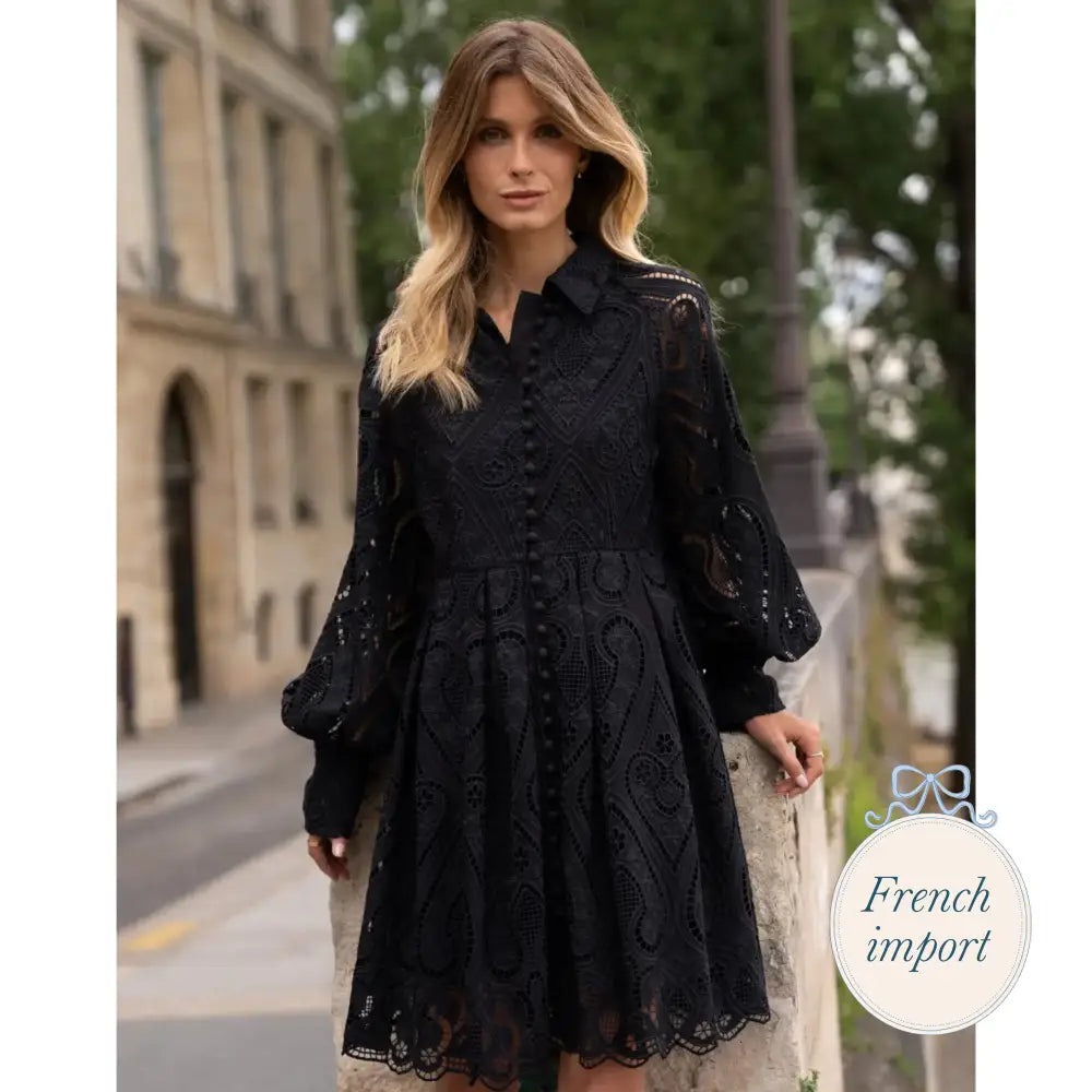 Embroidered Cotton Lace Dress Small Femme - Clothing