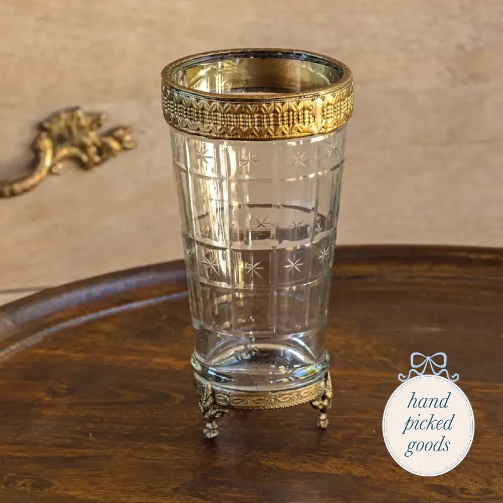Etched Vanity Vase Gold Decor - Baskets Vases and Urns