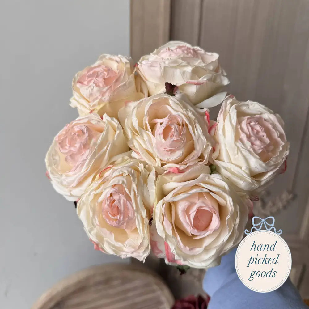 Faux Vintage Rose Bouquet - Light Pink - Faux & Dried Botanicals