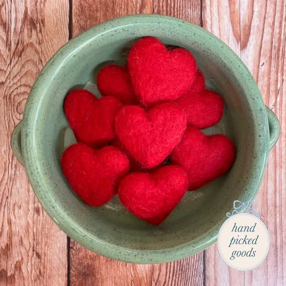 Felt Hearts Red Seasonal - Valentines