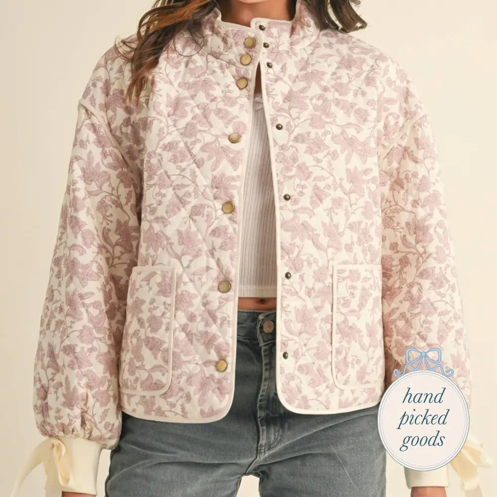 Floral Quilted Jacket Femme - Clothing