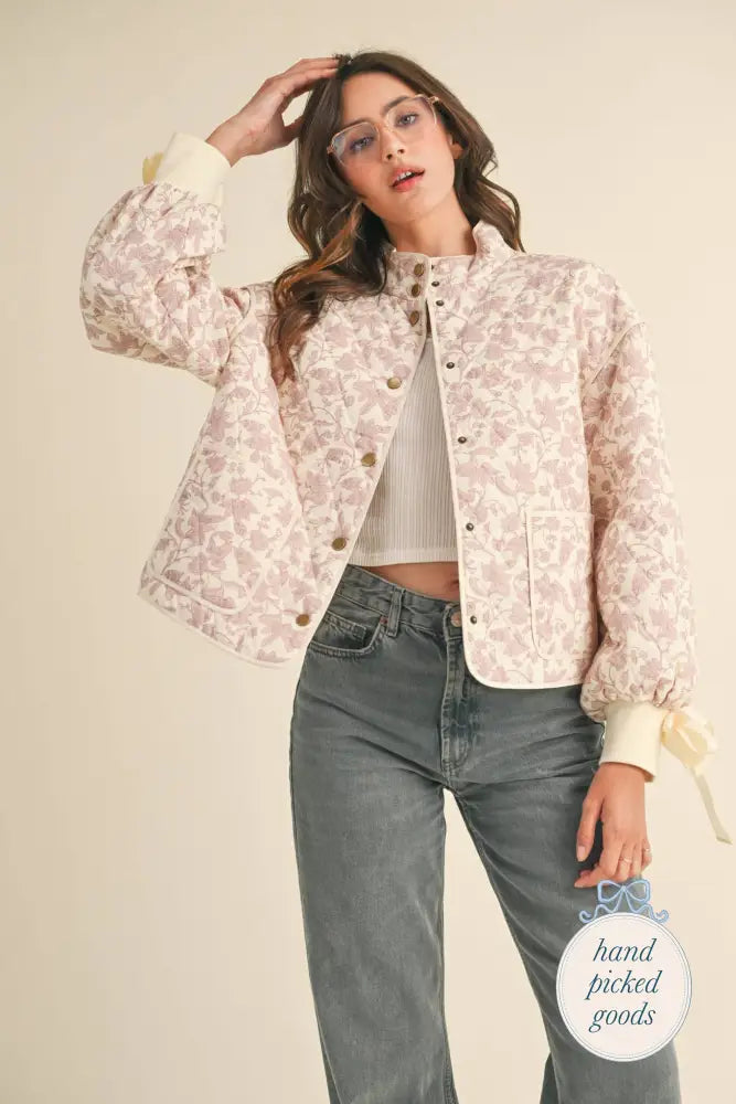 Floral Quilted Jacket Femme - Clothing