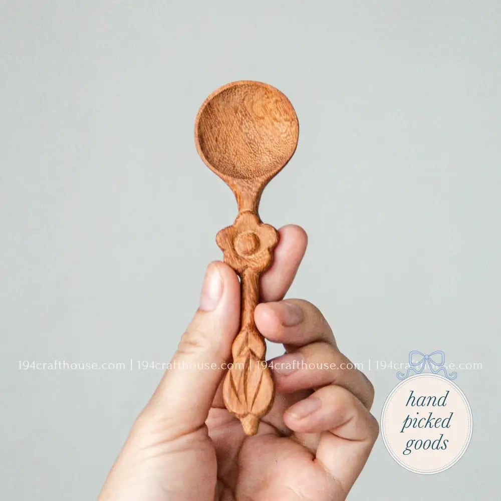 Flower Handle Wooden Spoon Kitchen - Serving& - display