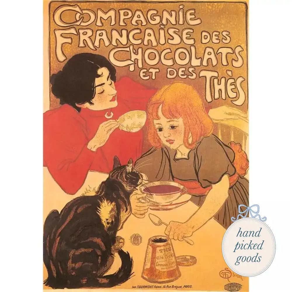 French Vintage Style Postcards - Hot Chocolate for the Cat - Stationery and gift - Stationery