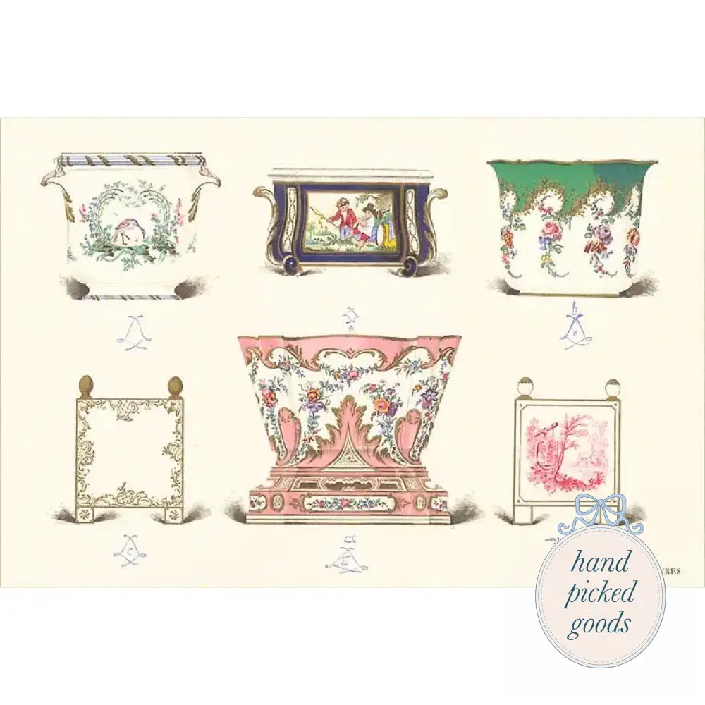 French Vintage Style Postcards - Sevres Porcelain Vessels - Stationery and gift - Stationery