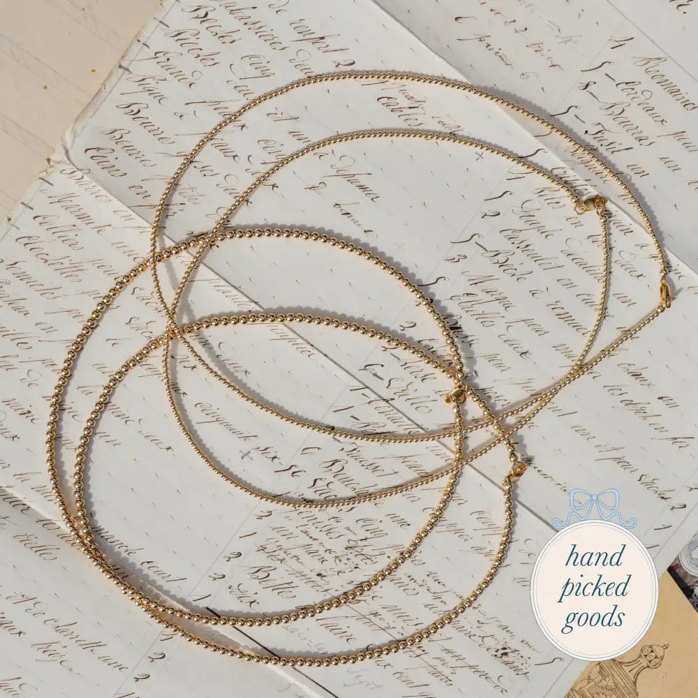 Gold Filled Bead Necklace 3mm Jewelry - Necklaces and Charms