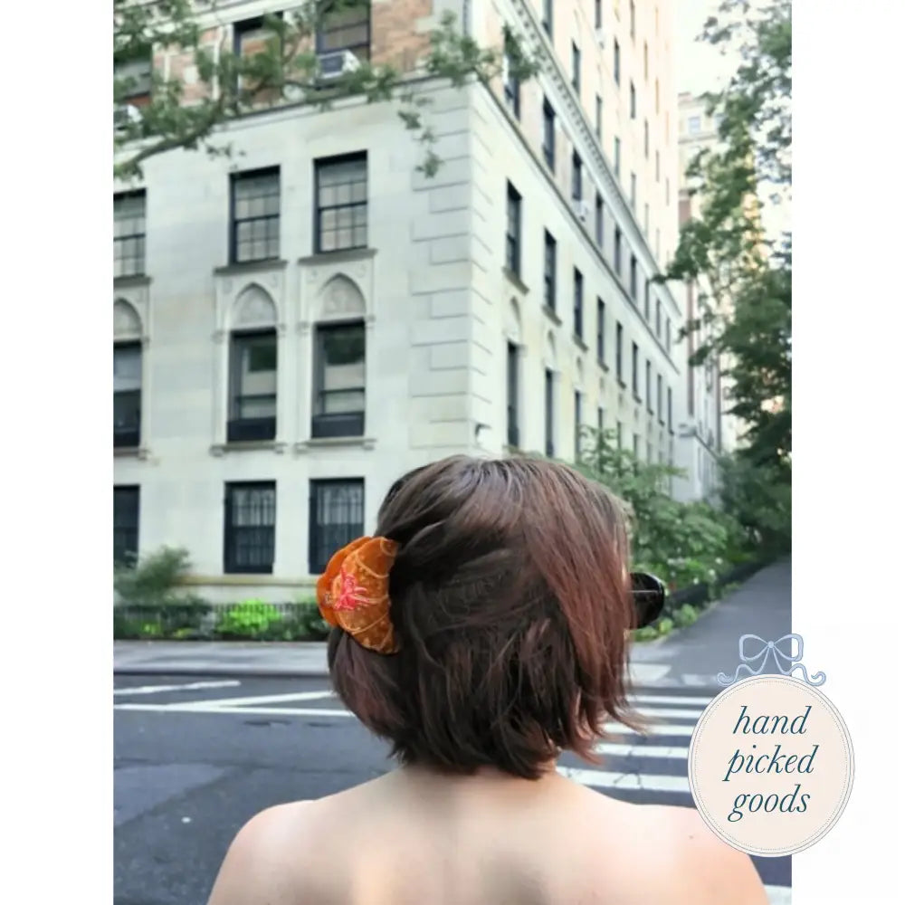 Hand-Painted Bow Croissant Claw Hair Clip Femme - Accessories