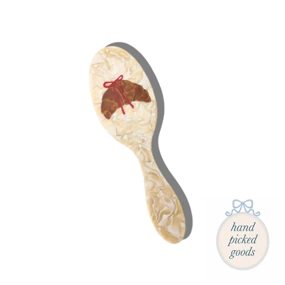Hand-painted Bow Croissant Hair Brush Femme - Accessories
