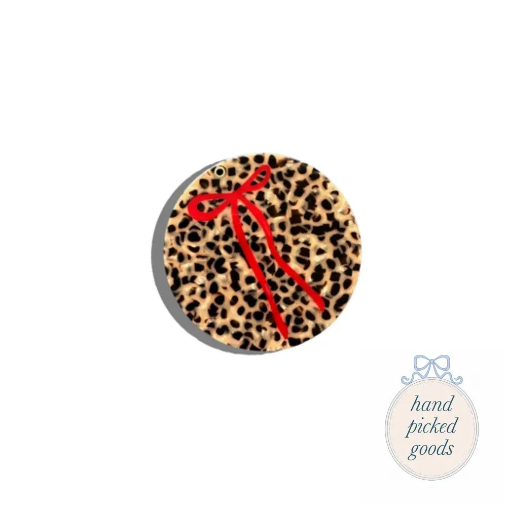 Hand-painted Leopard Bow Compact Mirror Femme - Accessories