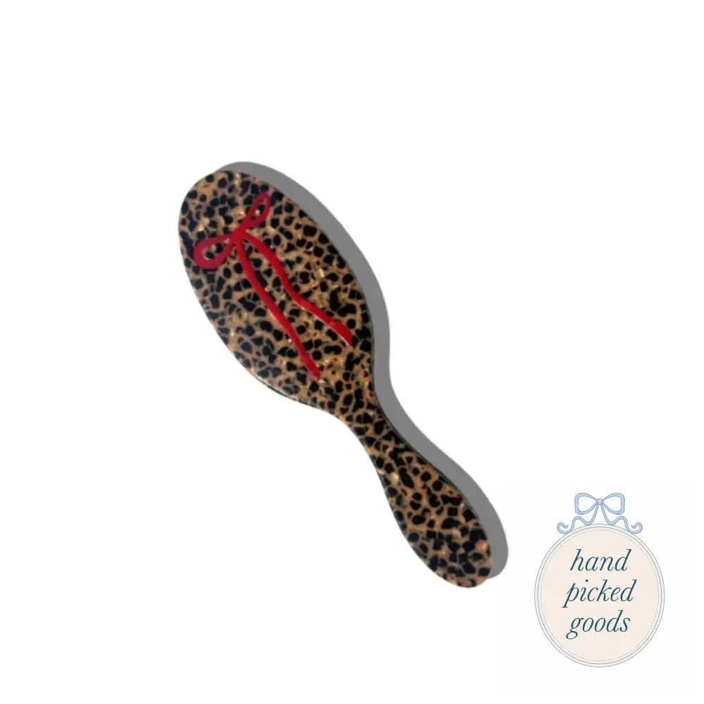 Hand-painted Leopard Bow Hair Brush Femme - Accessories