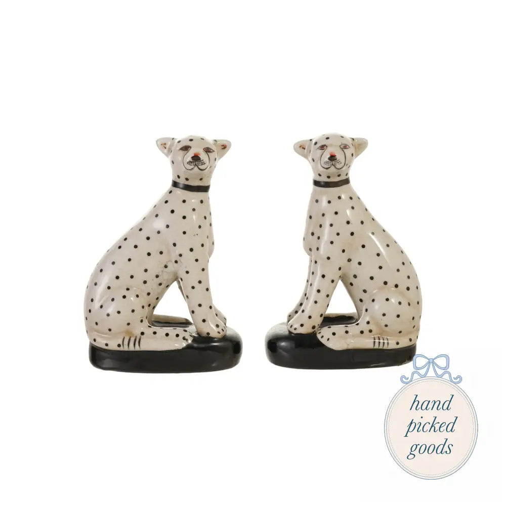 Hand-Painted Vintage Reproduction Cheetahs Set of 2 - Decor