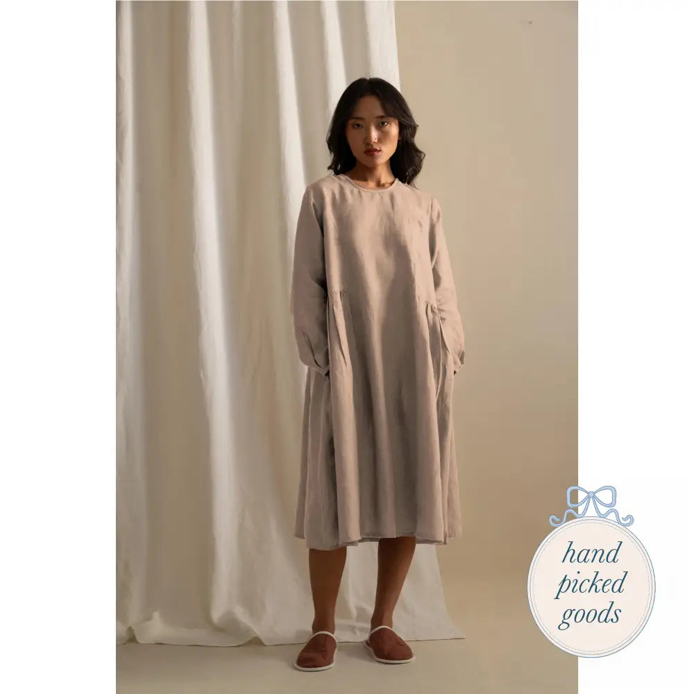 Linen Anira Dress - Oatmeal / S - Femme - Clothing
