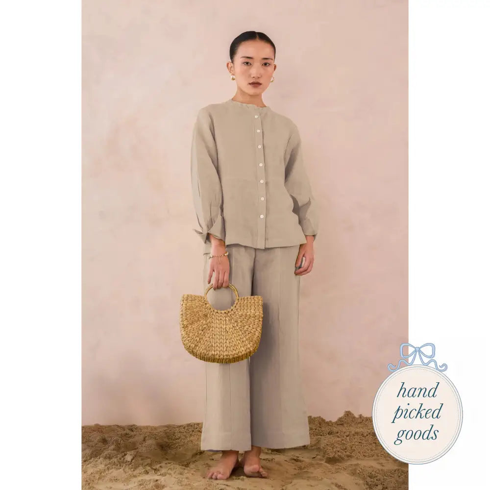 Linen Emilia Co-ord Set - Oatmeal / M - Femme - Clothing
