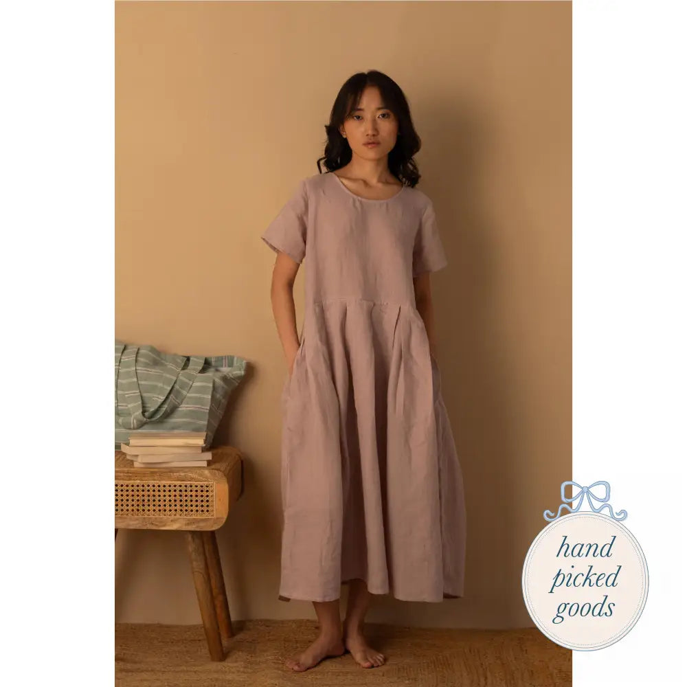 Linen Selah Dress - Rose wood / S - Femme - Clothing