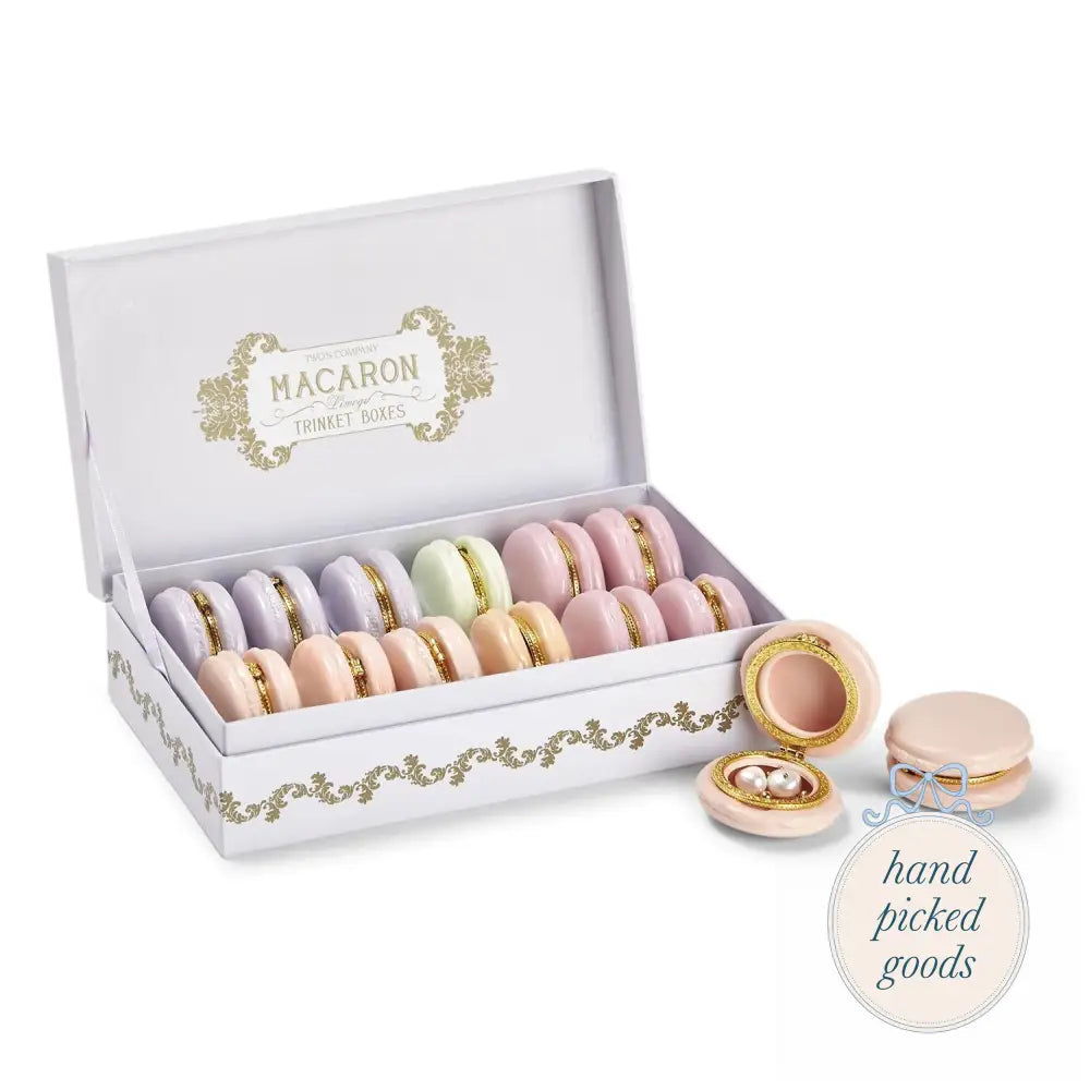 Macaron Limoge Trinket Box Coral Decor - Trinkets