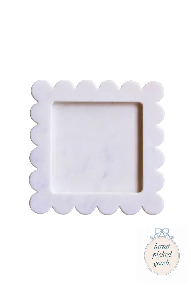 Marble Scalloped Tray - White - Decor - Decoration