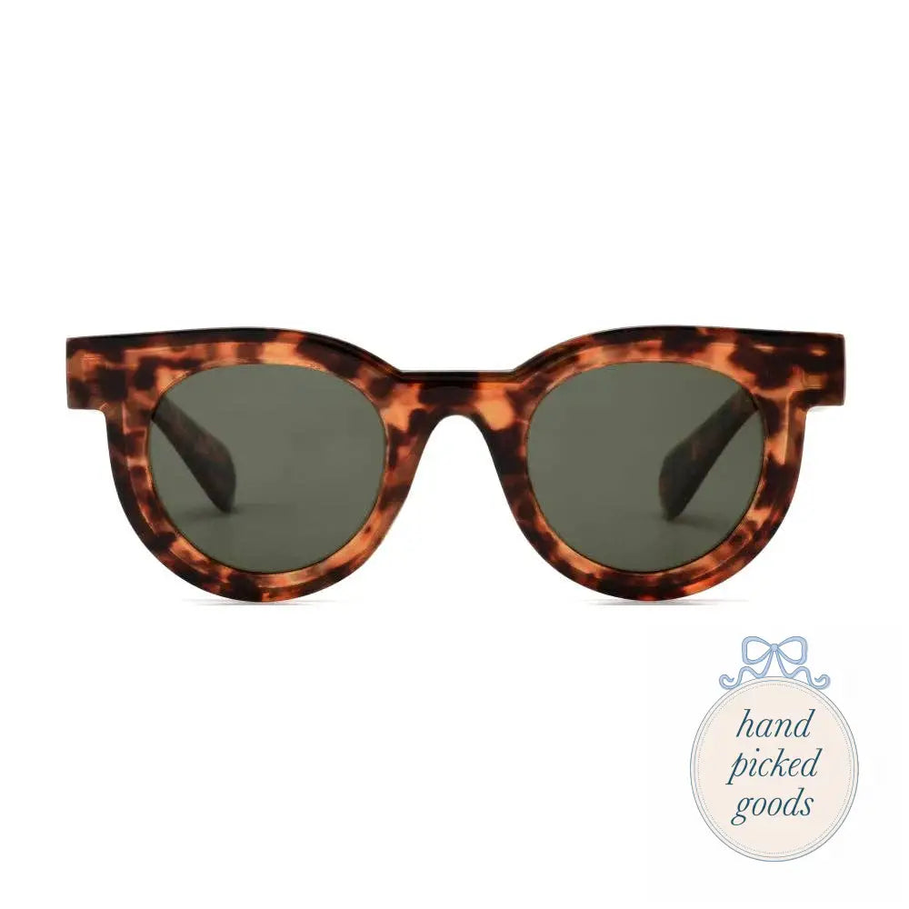Milo Polarized Sunglasses Tortoise Green Lens Femme - Accessories