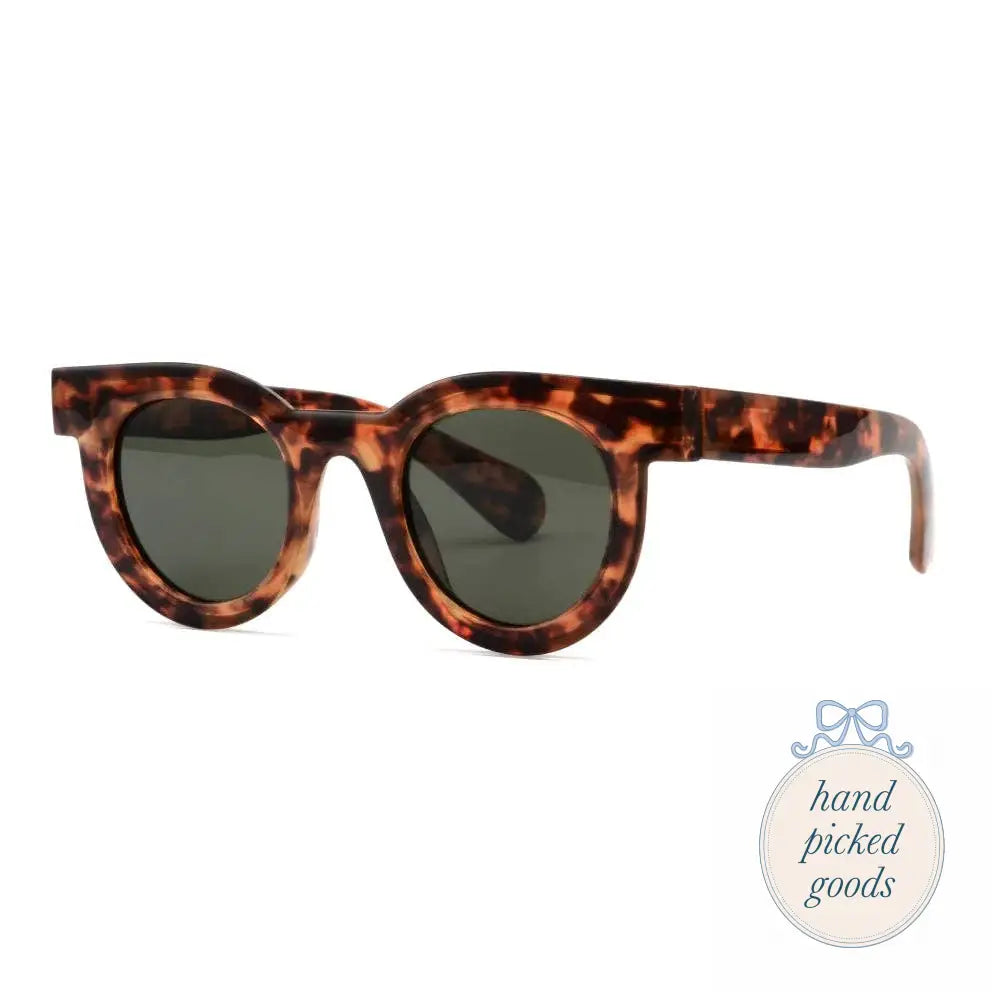 Milo Polarized Sunglasses Tortoise Green Lens Femme - Accessories