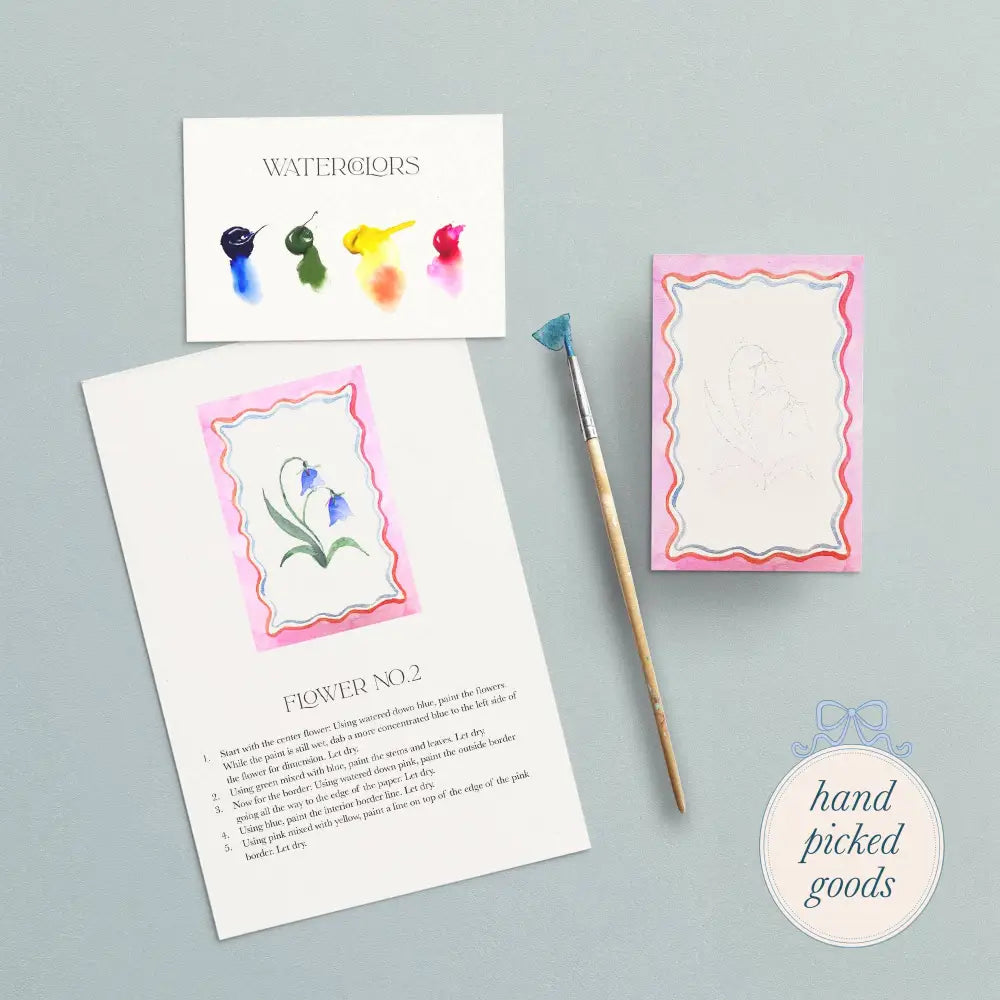 Mini Watercolor Painting Kit: Flowers - Stationery and gift