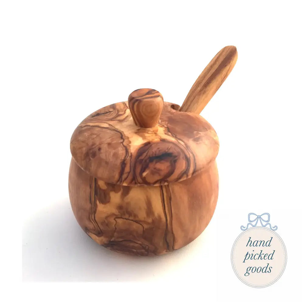 Olive Wood Jar with Spoon Kitchen - Serving& - display