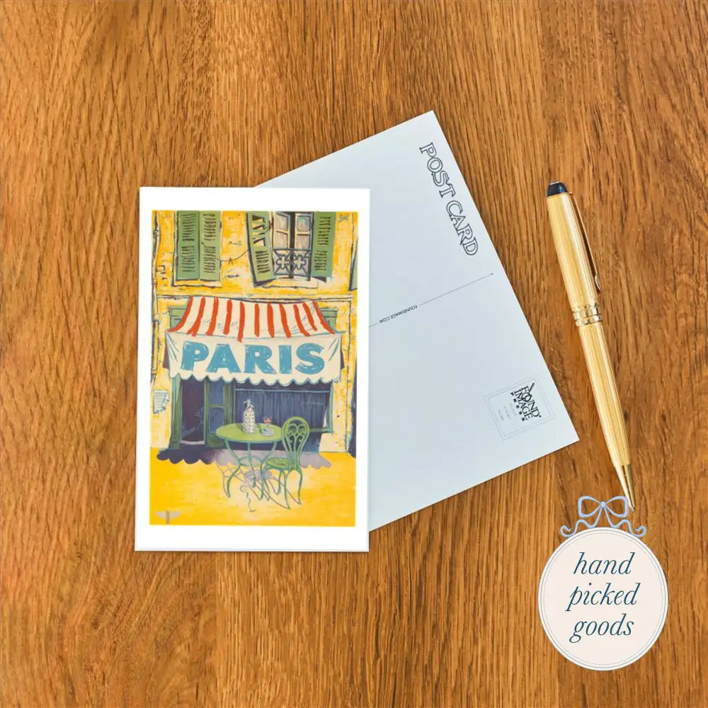 Paris France Outdoor Cafe Postcard Stationery and gift