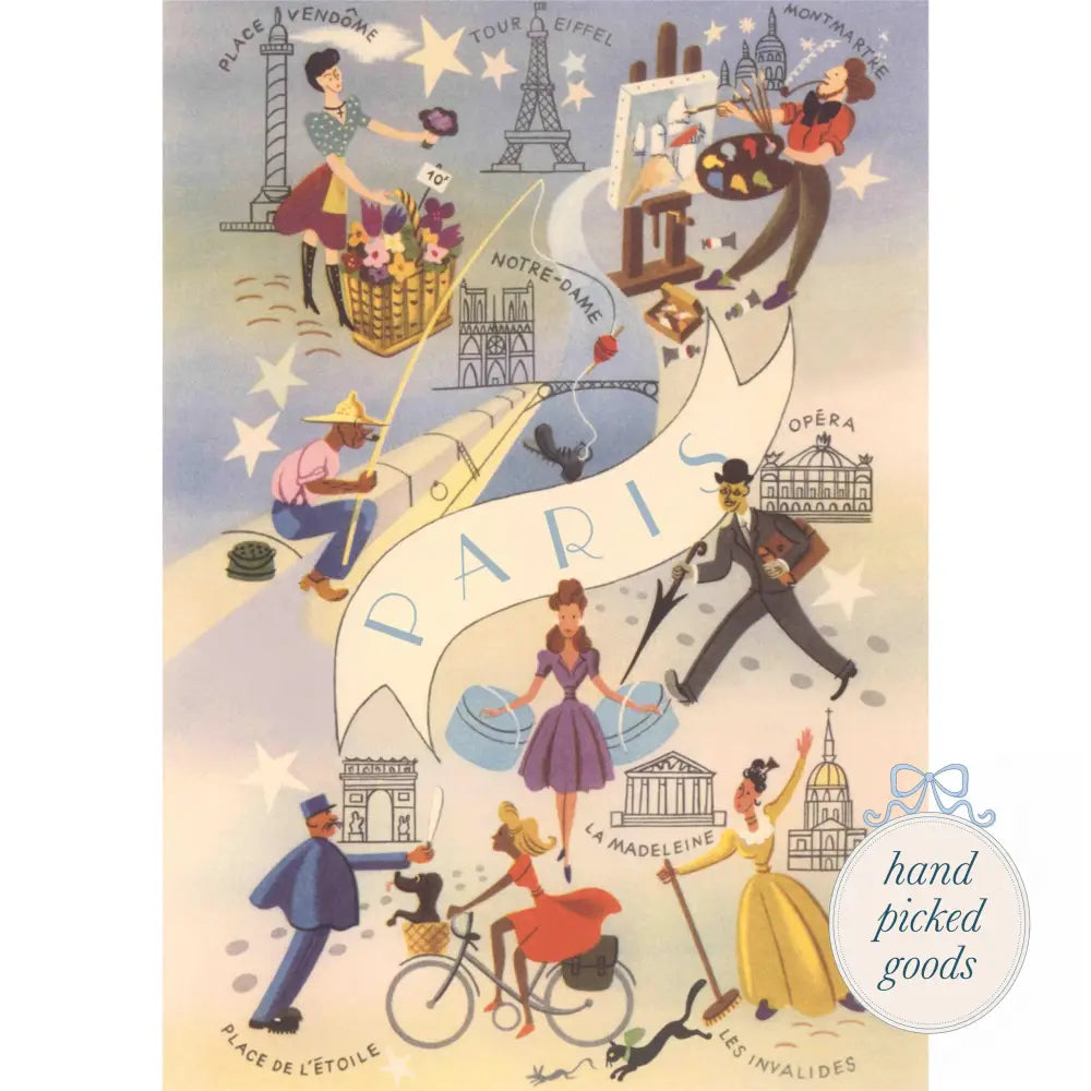 Paris Travel Poster Postcard Stationery and gift