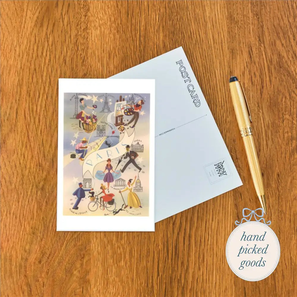 Paris Travel Poster Postcard Stationery and gift