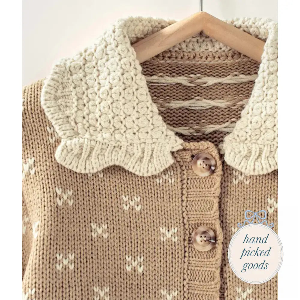 Patterned Knit Ruffle Collar Cardigan Femme - Clothing