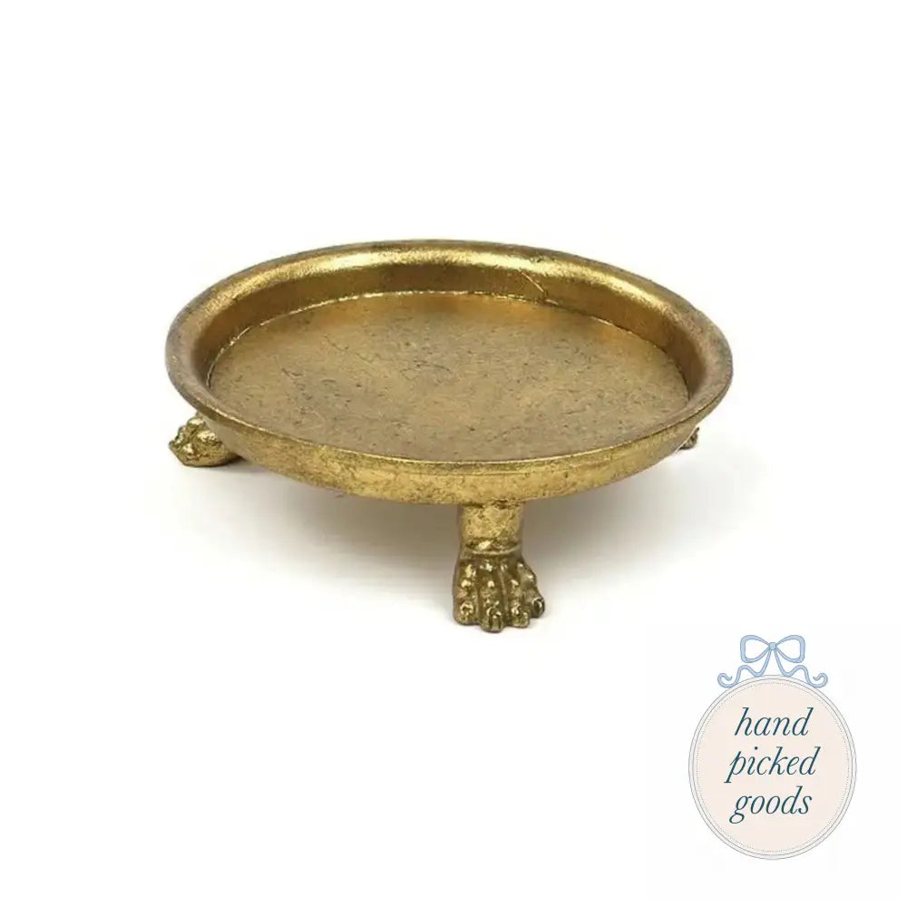 Pewter Claw Foot Dish in Gold Leafing Small Decor - Decoration