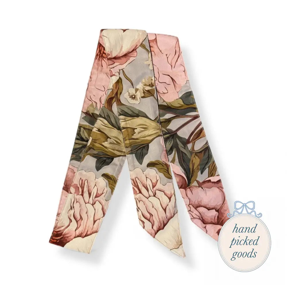 Pink Peonies Bow Scarf Femme - Accessories