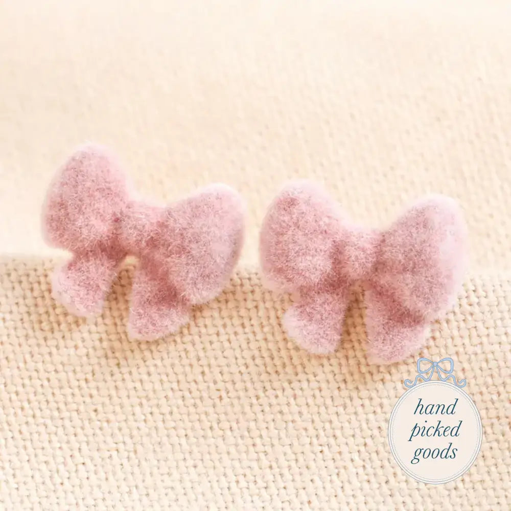 Pink Velvet Bow Earrings Jewelry - Bracelets Earrings and Rings