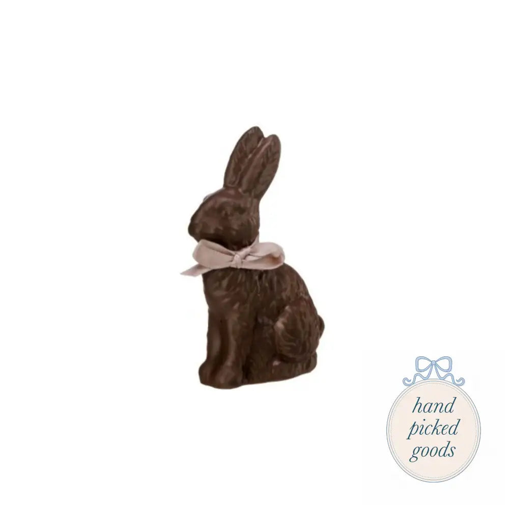 Resin Chocolate Easter Bunny with Bow 4 in. Dark Chocolate Seasonal - Easter