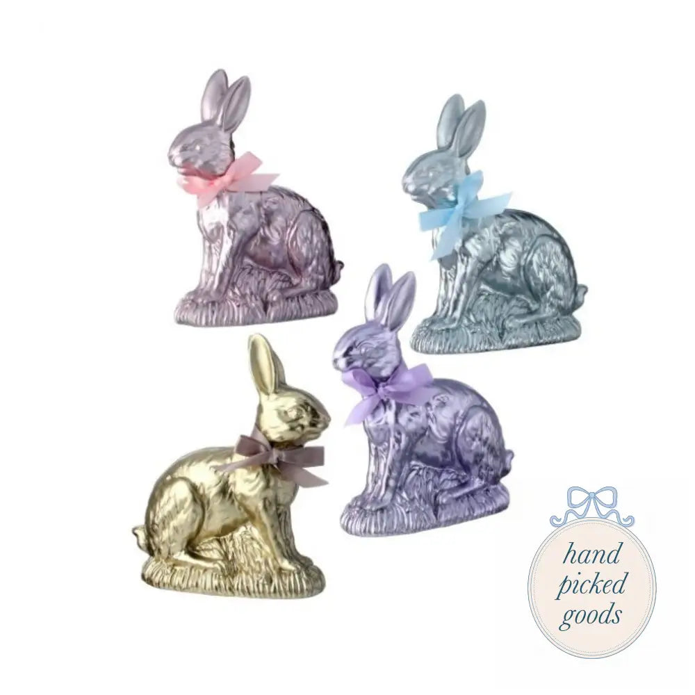 Resin Foil Chocolate Easter Bunny with Bow Seasonal - Easter