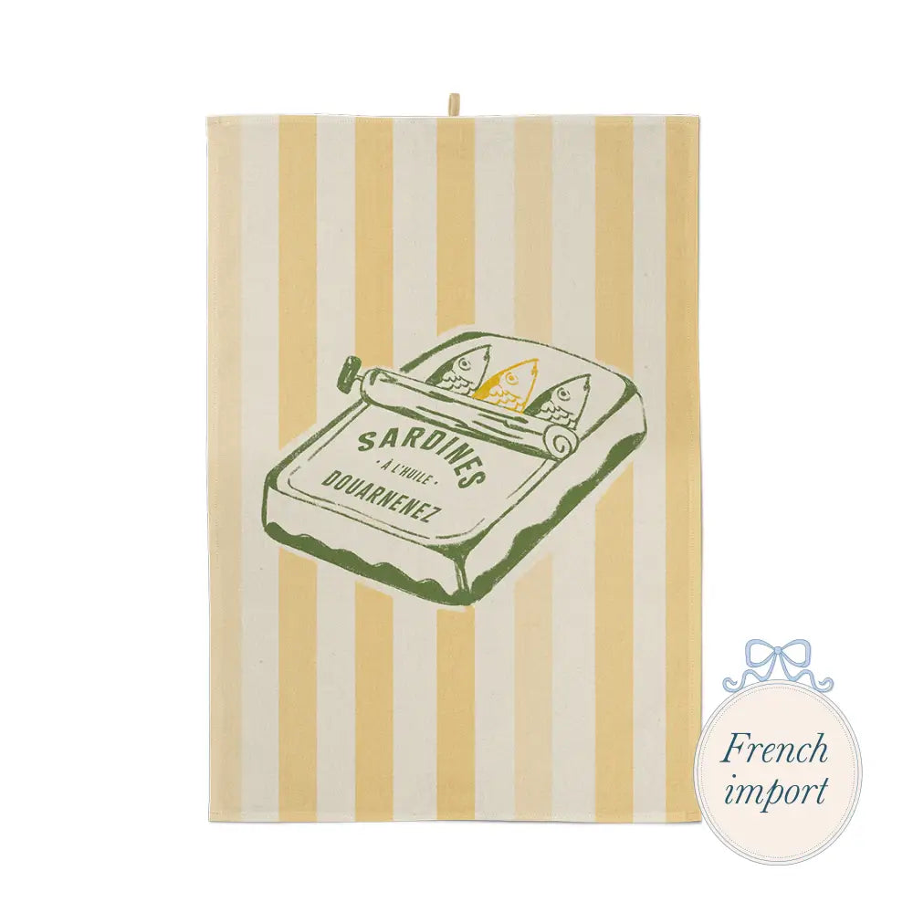 Sardine Cotton Tea Towel Yellow Kitchen - Linens
