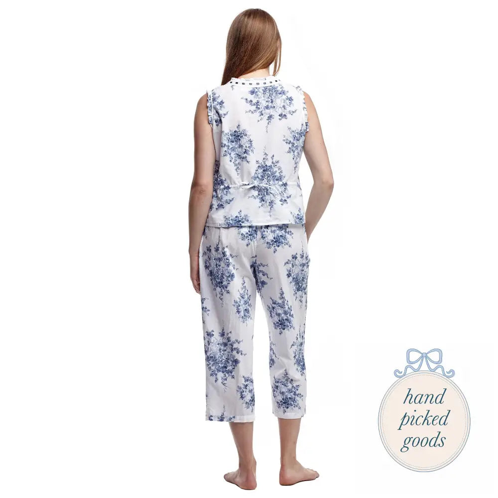 Sleeveless Capri Pajama Set Floral Femme - Clothing